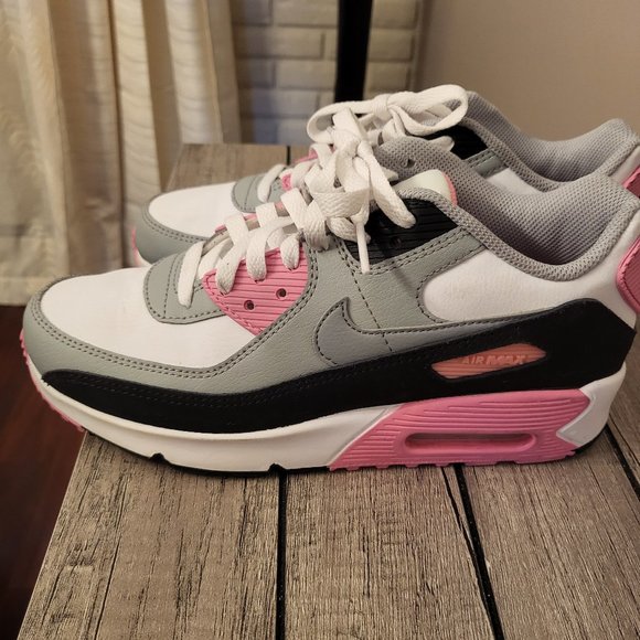 Nike Other - Nike Air Max 90 LTR GS Leather White Grey Pink Womens Kids Shoes